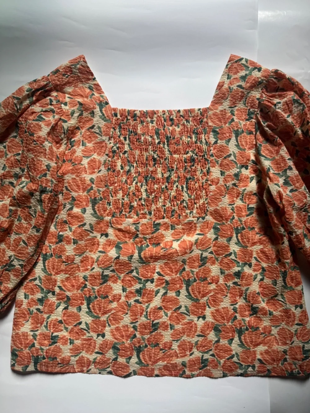 NWT Salt Floral Textured Puff Sleeve Blouse Size Large Cottagecore Boho - Picture 5 of 7